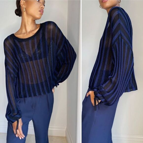 Aritzia Babaton 1-01 Statement Sleeve Sweater Black, Blue Size XS - Picture 12 of 12